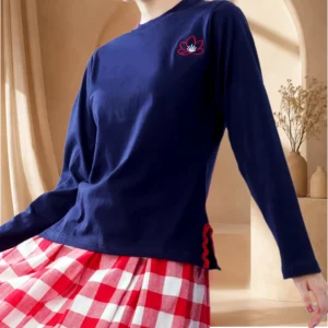 Navy Coco Bloom Logo Long-Sleeve Top