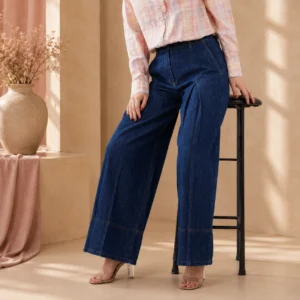 High-Waisted Wide-Leg Denim Palazzo Pants