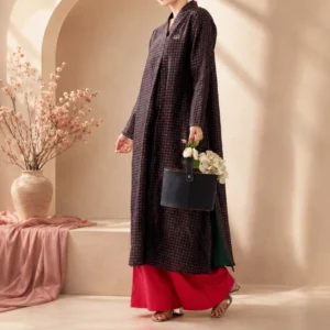 Deep Green Embroidered Long Shirt Set