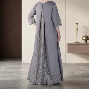 Grey Floral Back Panel Maxi Dress